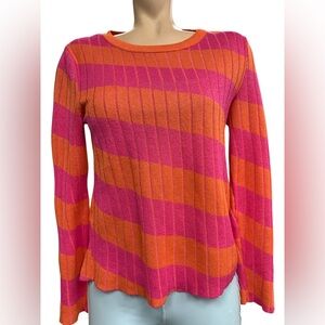 Mango Vibrant Pink and Orange Knit Top Size L